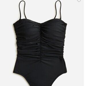 J. Crew Black Ruched Bandeau Sweetheart One Piece Size 12  EUC